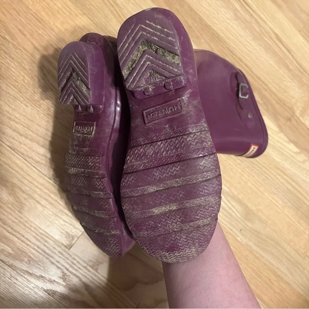 Hunter Tall Purple Rain Boots Sz 4 Girls Pull Up Kids